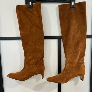 Elegant Tan Suede Over the Knee Boots